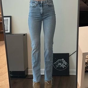 Zara Split Hem Straight Jeans